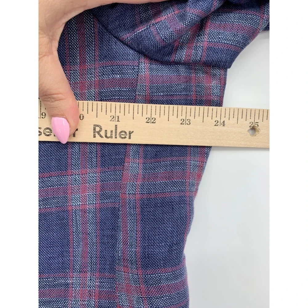 Tommy Hilfiger Blazer Mens 46R Blue Red Plaid 100% Linen Two Button Sport Coat